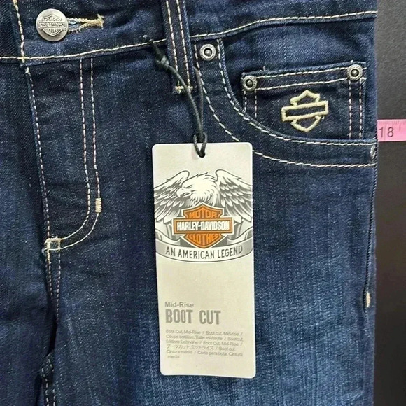 Harley Davidson Midrise boot cut,metallic thread embellished back pockets - Picture 2 of 14